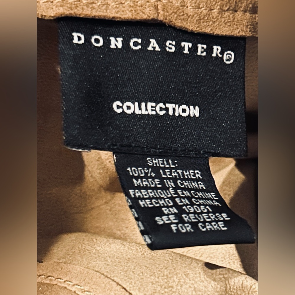 Suede Cardigan Open Jacket Doncaster Tan Leather Blazer Size 10 Vintage Brown - Picture 9 of 10